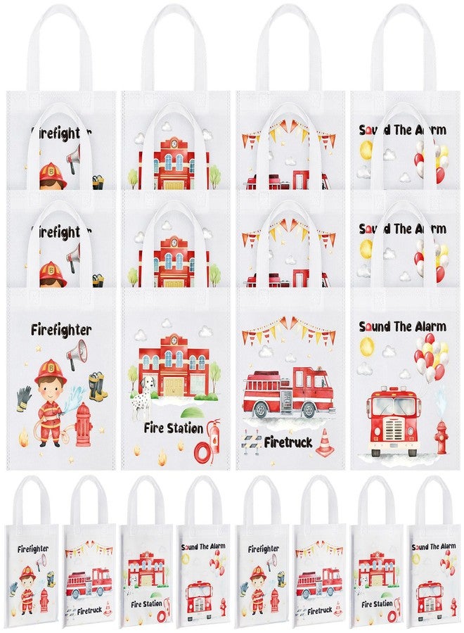 Vincreem 24 Pcs Firetruck Party Favors Gift Bags 2025 Christmas Fire Truck Theme Birthday Decorations Party Supplies Non Woven Reusable Firefighter Goodie Gift Bags with Handles - Image 1